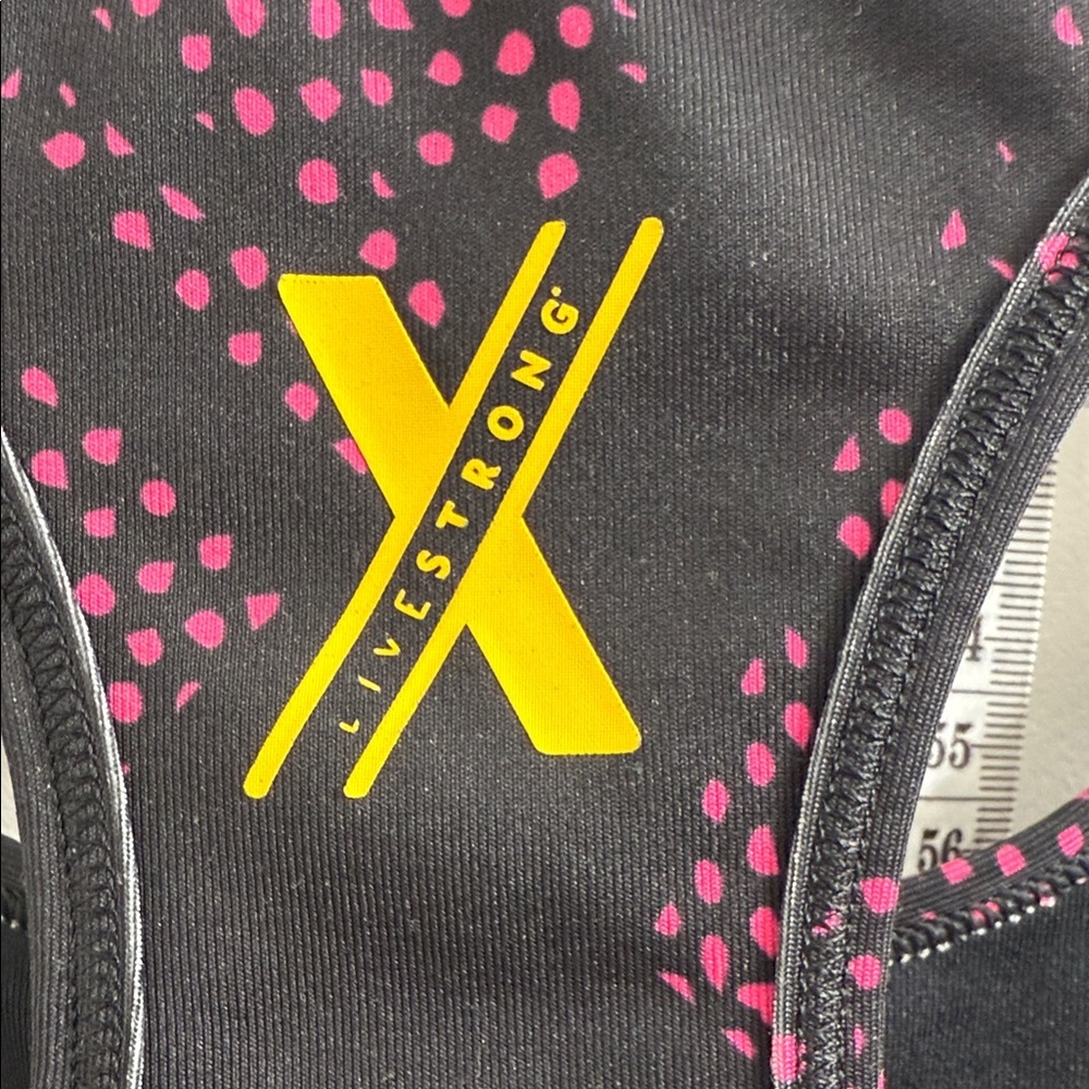 Nike Black Sports Bra with Pink Dot Print and Yellow Swoosh - Picture 4 of 7